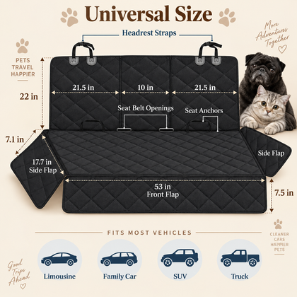 Car Dog Seat Cover for Back Seat Waterproof Auto Rear Pet Seat Protector Mat Nonslip Universal Safety Carrier For Outing Dogs