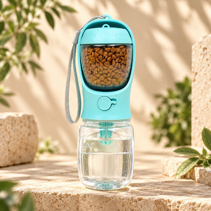 Portable Pet Water Bottle with Food Container