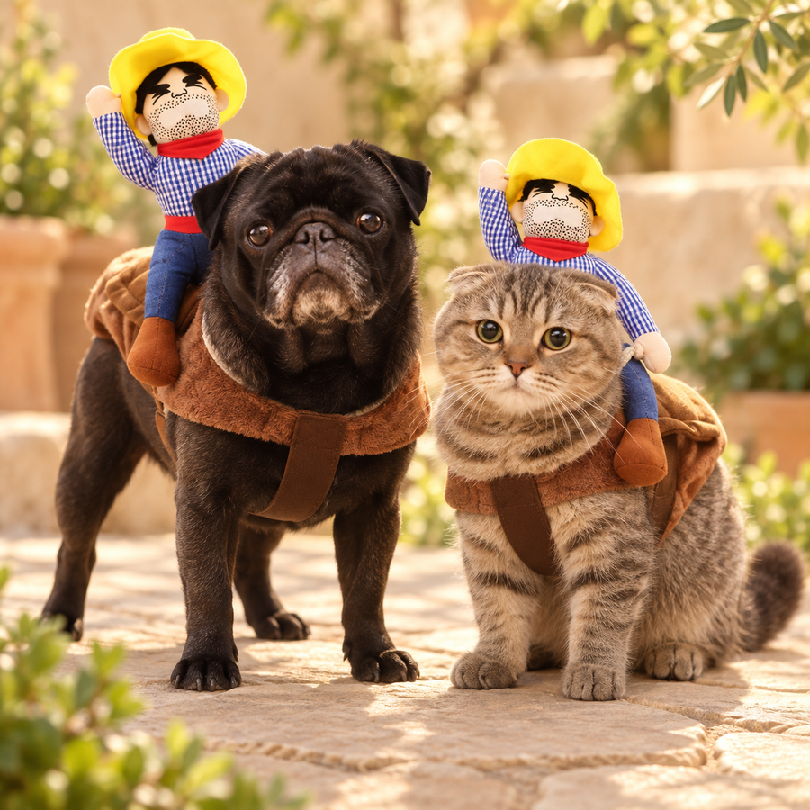 Cowboy Rider Pet Costume with Matching Hat