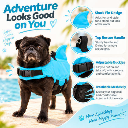 Shark Dog Swimming Vest with Handle