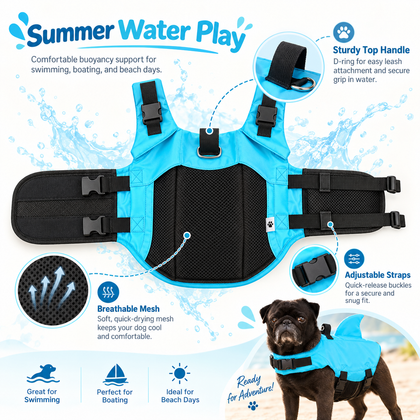 Shark Dog Swimming Vest with Handle