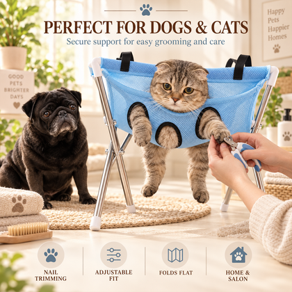 Adjustable Pet Grooming & Bathing Hammock Stand for Dogs & Cats