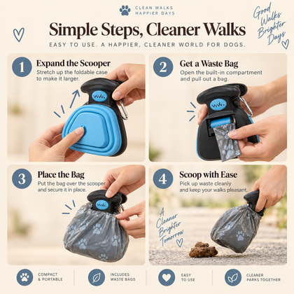 Foldable Dog Pooper Scooper with Waste Bags