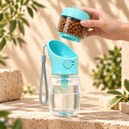 Portable Pet Water Bottle with Food Container