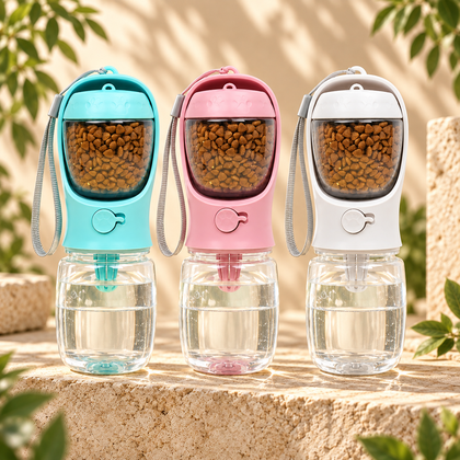 Portable Pet Water Bottle with Food Container