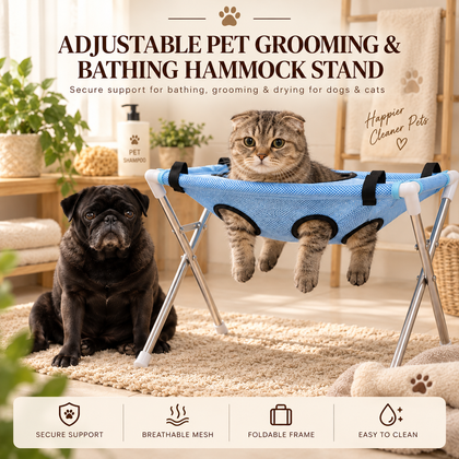 Adjustable Pet Grooming & Bathing Hammock Stand for Dogs & Cats
