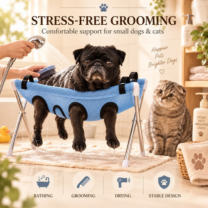 Adjustable Pet Grooming & Bathing Hammock Stand for Dogs & Cats